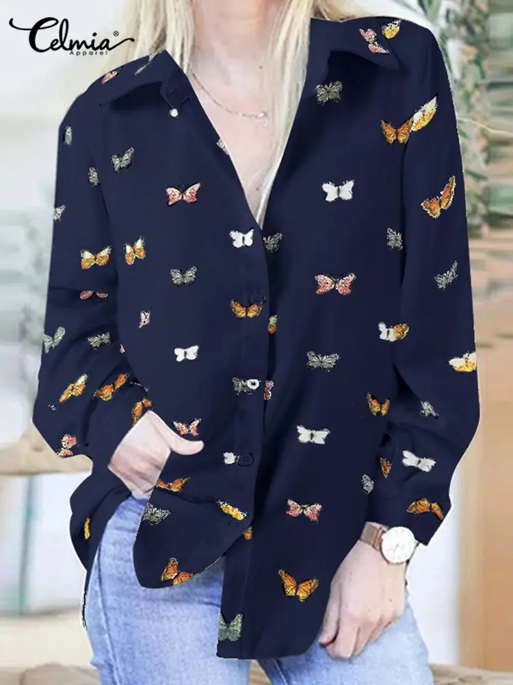 Celmia Elegant Oversize Blouse Women Butterfly Print Shirt Leisure Long Sleeve Turn Down Collar Mujer Chemise 2022 Spring Tops
Celmia Elegant Oversize Blouse Women Butterfly Print Shirt Leisure Long Sleeve Turn Down Collar Mujer Chemise 2022 Spring Tops