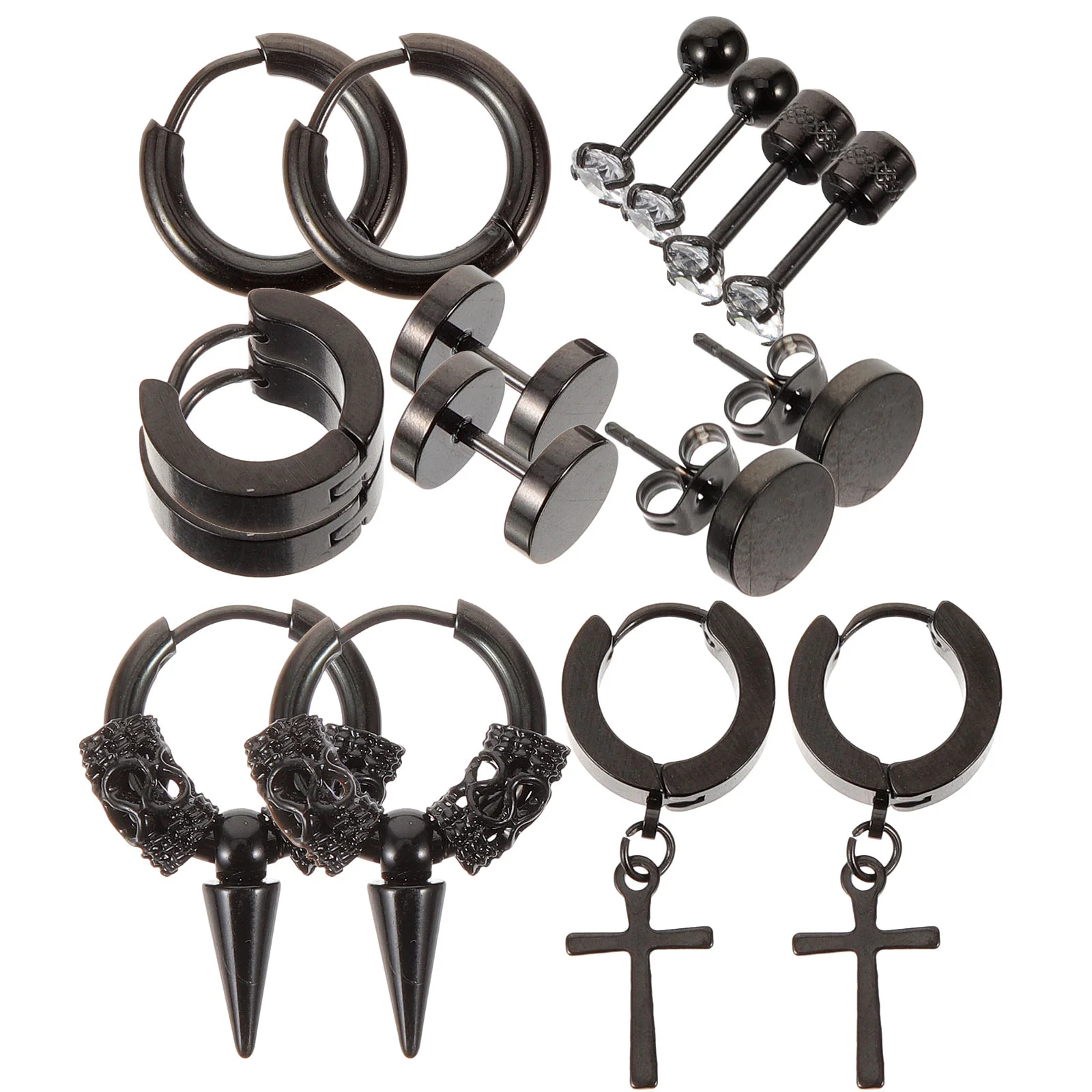8 Pairs Men Earrings Set Stainless Steel Dangle Earrings Hoop Earrings Ear Studs Set
8 Pairs Men Earrings Set Stainless Steel Dangle Earrings Hoop Earrings Ear Studs Set