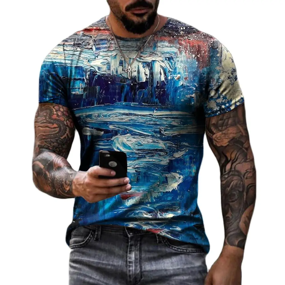 Summer 3D Print T Shirt Men Oil Painting Natural Scenery Sleeves Male Clothes Street Fashion Casual O Neck Tees Breathable Tops
Summer 3D Print T Shirt Men Oil Painting Natural Scenery Sleeves Male Clothes Street Fashion Casual O Neck Tees Breathable Tops