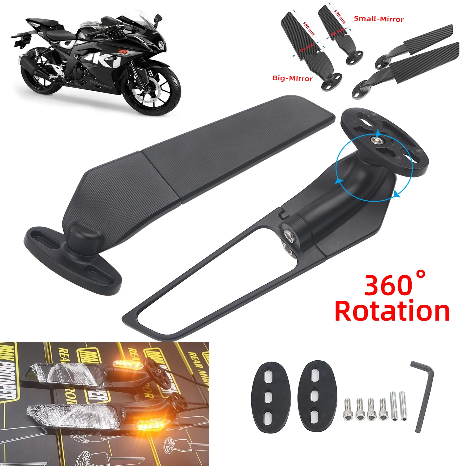 Мотоциклетное зеркало Suzuki GSXR 600 750 1000 GSX1300R GSX650F модифицированное ветровое крыло
