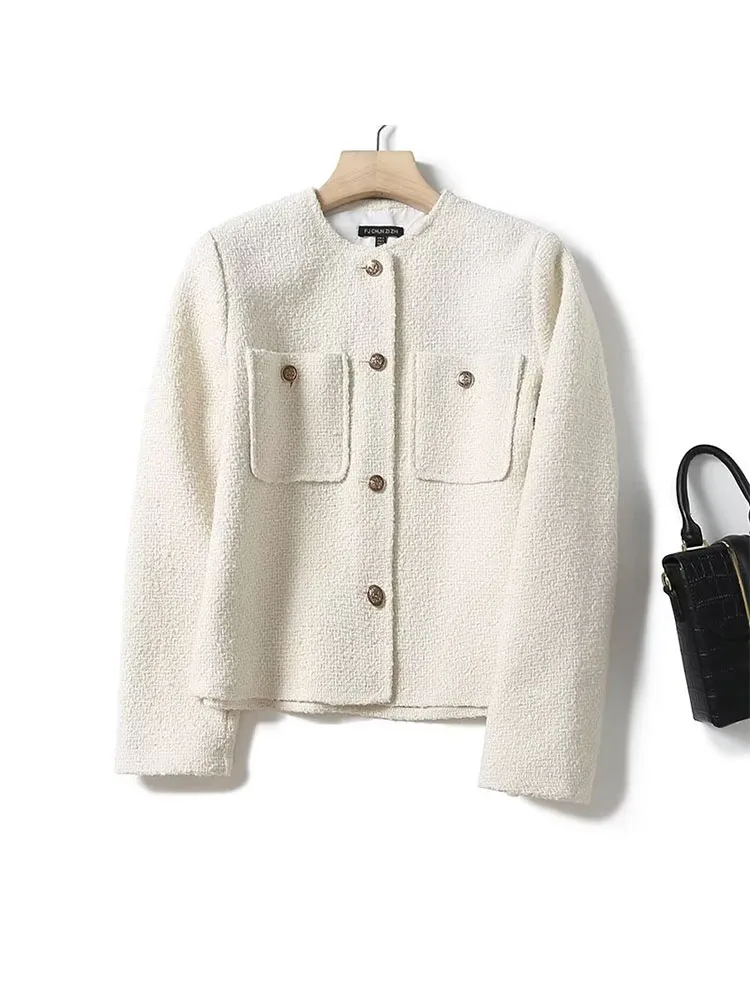 Women 2023 Winter New Fashion With Pocket Short Paragraph Jacket Coat Vintage Long Sleeve Button-Up Female Outerwear Chic Tops 
Women 2023 Winter New Fashion With Pocket Short Paragraph Jacket Coat Vintage Long Sleeve Button-Up Female Outerwear Chic Tops