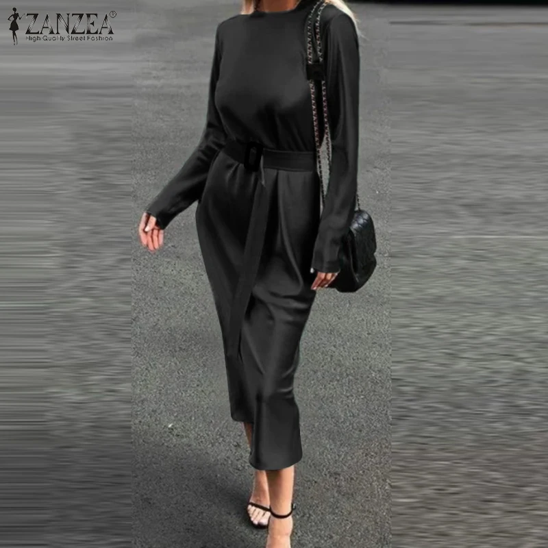 ZANZEA Solid Midi Dress Lady Party Long Sleeve Vestidos Spring Autumn OL Belted Dresses Oversized Women Elegant Satin Robe Femme
ZANZEA Solid Midi Dress Lady Party Long Sleeve Vestidos Spring Autumn OL Belted Dresses Oversized Women Elegant Satin Robe Femme