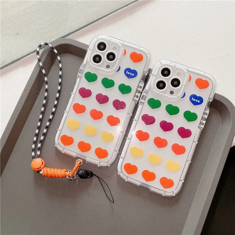 Fashion Cute Colorful Hearts With Lanyard Wrist Band Female Soft Case For Iphone 11 12 13 Pro Max Xr X Xs Anti-drop Cover Fundas
Fashion Cute Colorful Hearts With Lanyard Wrist Band Female Soft Case For Iphone 11 12 13 Pro Max Xr X Xs Anti-drop Cover Fundas