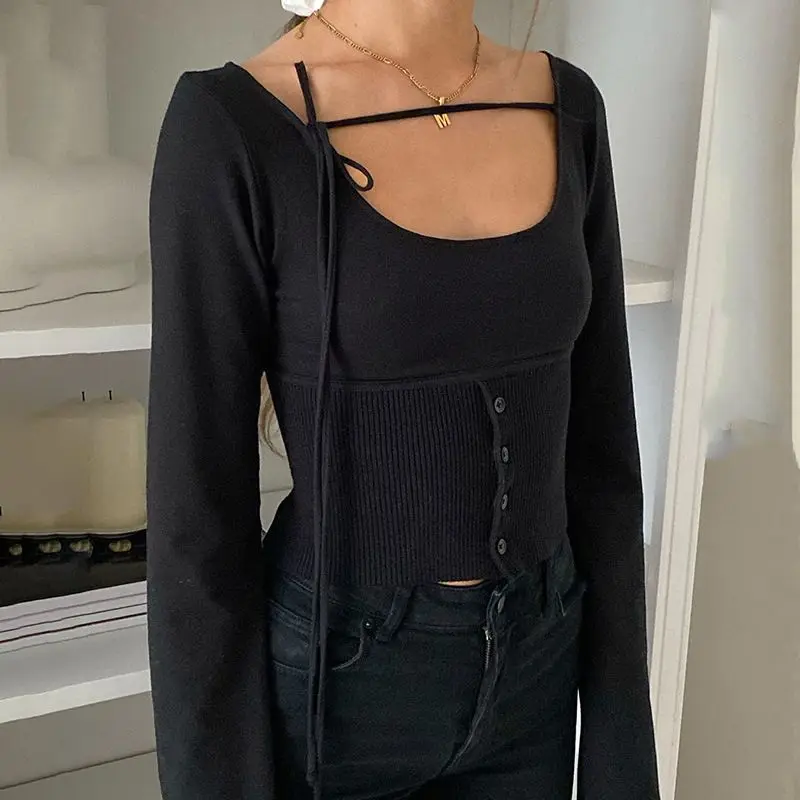 Женский трикотажный топ в рубчик, модная футболка с длинным рукавом и пуговицами спереди, элегантная облегающая Однотонная рубашка, новинка
Женский трикотажный топ в рубчик, модная футболка с длинным рукавом и пуговицами спереди, элегантная облегающая Однотонная рубашка, новинка