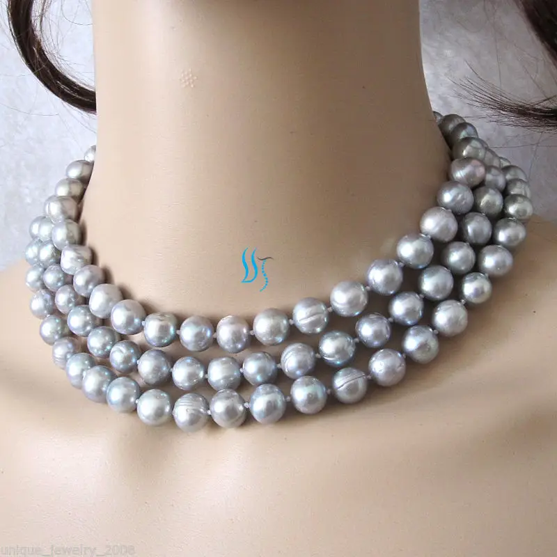 49" 9-10mm Silver Gray Freshwater Pearl Necklace Pearl Strand Off Round Cultured
49" 9-10mm Silver Gray Freshwater Pearl Necklace Pearl Strand Off Round Cultured