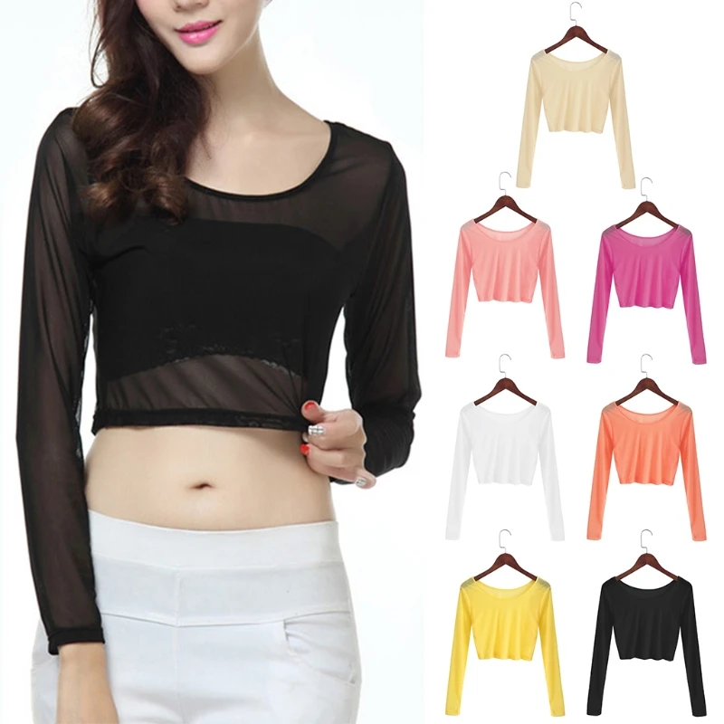 H9ED Women Sexy Slim Semi-transparent Mesh Crop Tops Girl Long Sleeve Short T-Shirts Tees Single Layer
H9ED Women Sexy Slim Semi-transparent Mesh Crop Tops Girl Long Sleeve Short T-Shirts Tees Single Layer