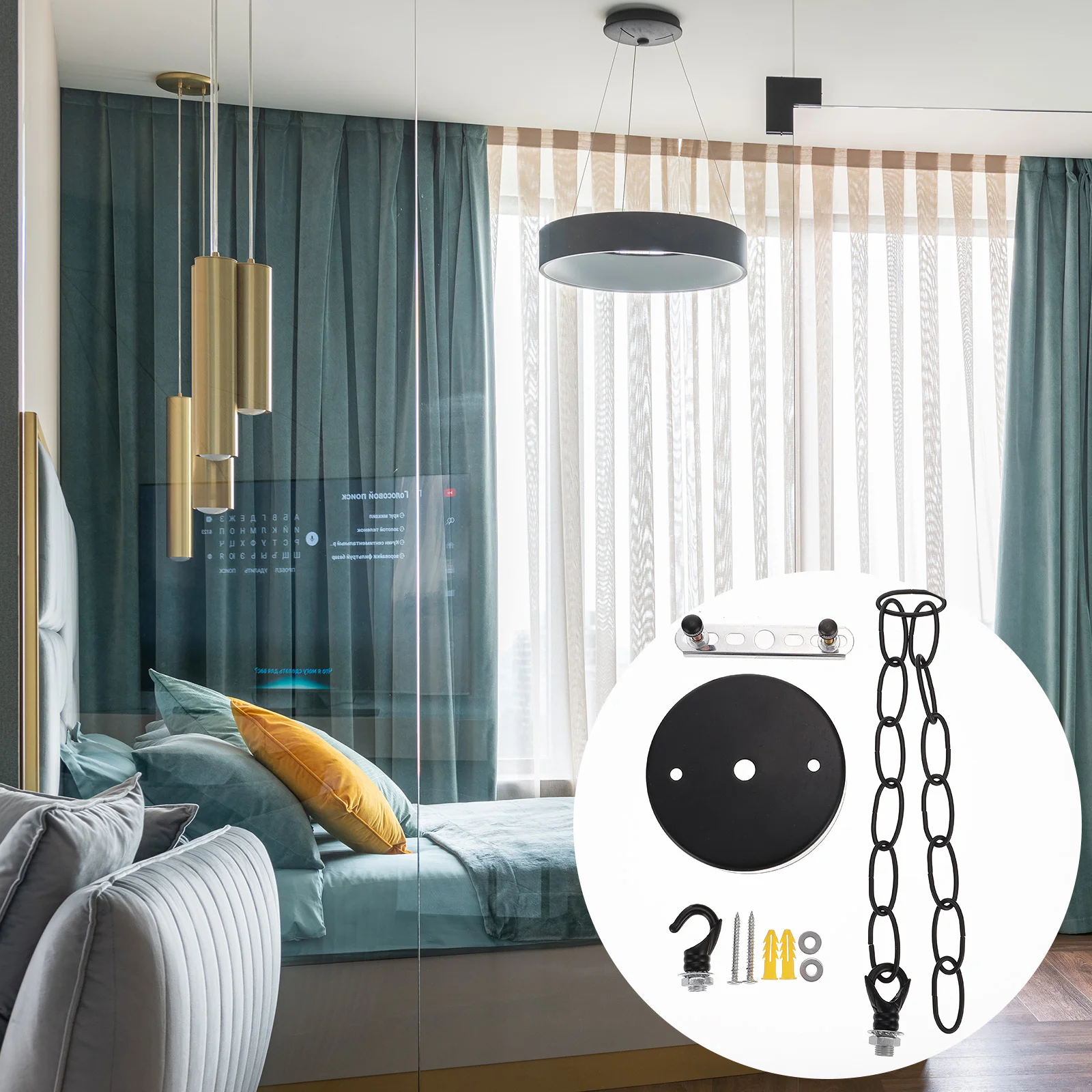 Lamp Ceiling Hanging Chain Light Fixture Mounting Bracket Crystal Pendants Chandelier Cover Plate Iron Canopy Black 
Lamp Ceiling Hanging Chain Light Fixture Mounting Bracket Crystal Pendants Chandelier Cover Plate Iron Canopy Black