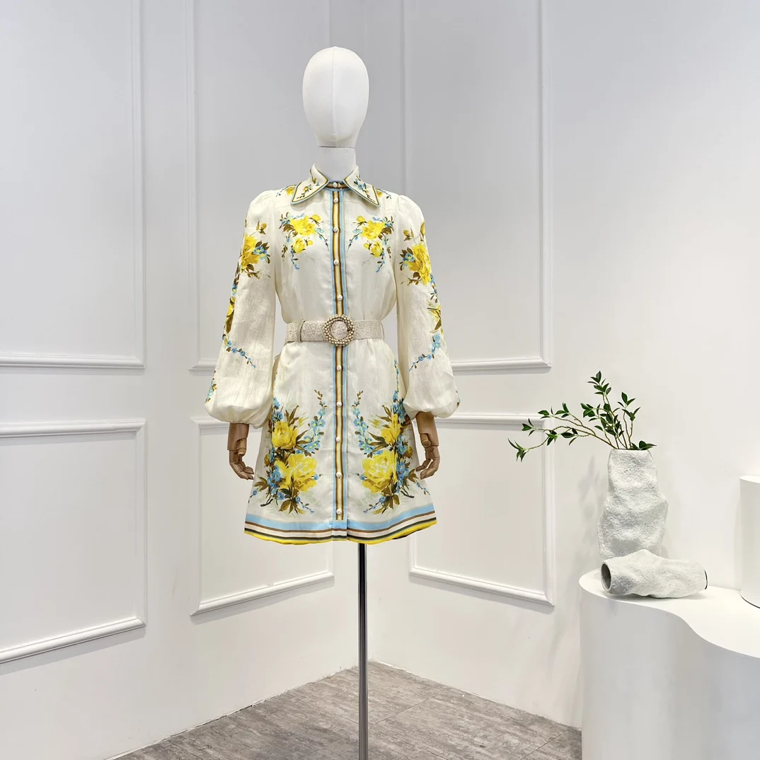 2023 New Top Quality Cotton Spring Summer Vintage Floral Printing Buttons Belt Lantern Sleeve Mini Dress for Woman
2023 New Top Quality Cotton Spring Summer Vintage Floral Printing Buttons Belt Lantern Sleeve Mini Dress for Woman