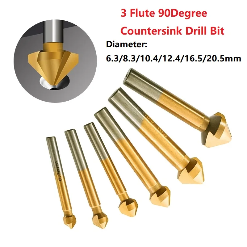 Woodworking Power Tool Parts Workshop Equipment Drill Bit 3Flute Countersink 90Degree Chamfering Chamfer Cutter 6.3-20.5mm 1pc
Woodworking Power Tool Parts Workshop Equipment Drill Bit 3Flute Countersink 90Degree Chamfering Chamfer Cutter 6.3-20.5mm 1pc