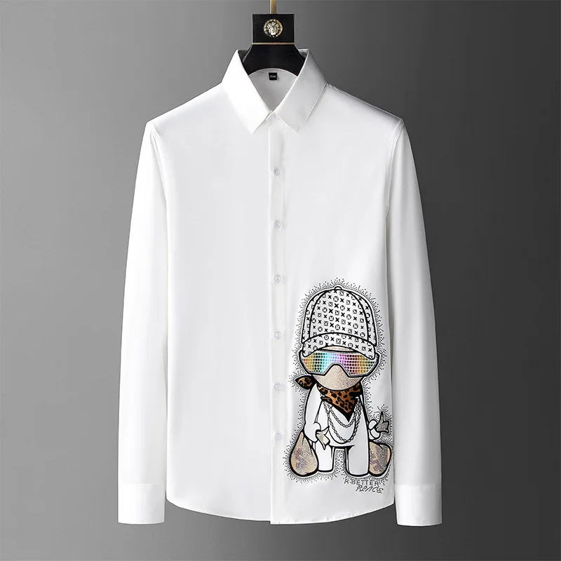 New 22 Men luxurious leopard Diamond Rhinestones Sunglass Fashion Cotton Casual Shirts Shirt high Pocket Long-sleeves 5XL #A671
New 22 Men luxurious leopard Diamond Rhinestones Sunglass Fashion Cotton Casual Shirts Shirt high Pocket Long-sleeves 5XL #A671