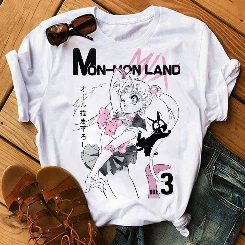 2022 Hot Japanese Anime Sailor Moon T Shirt Women Kawaii Cartoon Punk Harajuku T-shirt Unisex Y2k Aesthetic Egirl Clothes Female
2022 Hot Japanese Anime Sailor Moon T Shirt Women Kawaii Cartoon Punk Harajuku T-shirt Unisex Y2k Aesthetic Egirl Clothes Female