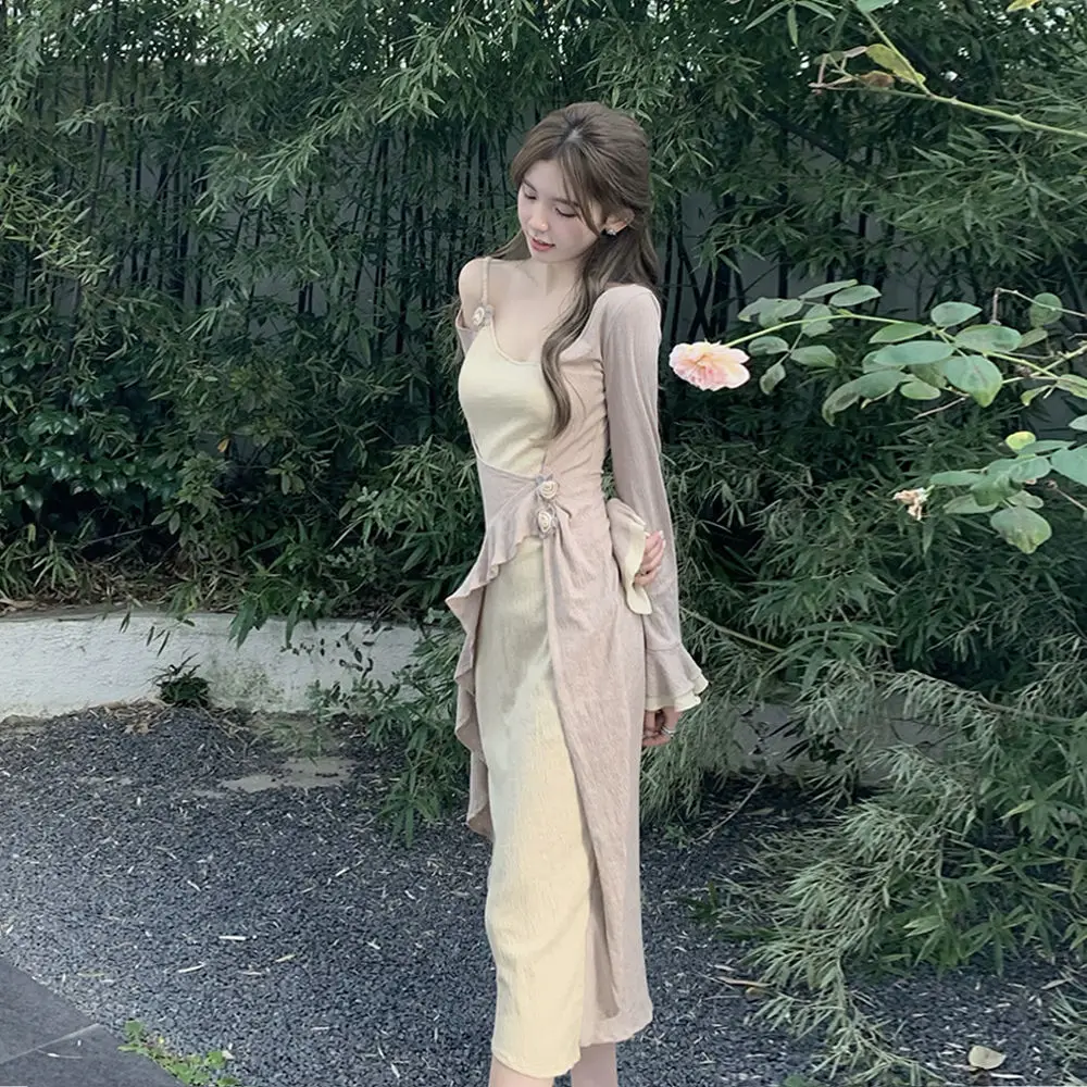 Fake Set Of Two Fashion Pieces For Women Sexy Outfits Chic And Elegant Woman Dress Ruffles Vestido Midi Summer Dresses 2022
Fake Set Of Two Fashion Pieces For Women Sexy Outfits Chic And Elegant Woman Dress Ruffles Vestido Midi Summer Dresses 2022