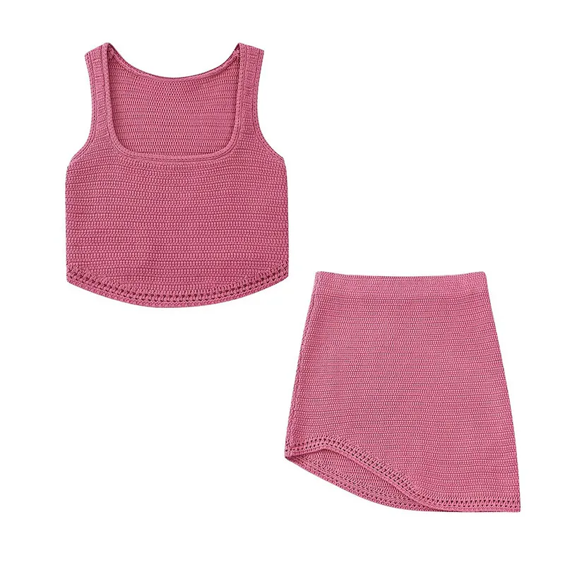 ZATRHMBM 2022 Female Clothing Summer New Fashion Crochet Knit Vest Square Collar Crop Top + High-Waisted Sexy Mini Skirt Sets
ZATRHMBM 2022 Female Clothing Summer New Fashion Crochet Knit Vest Square Collar Crop Top + High-Waisted Sexy Mini Skirt Sets