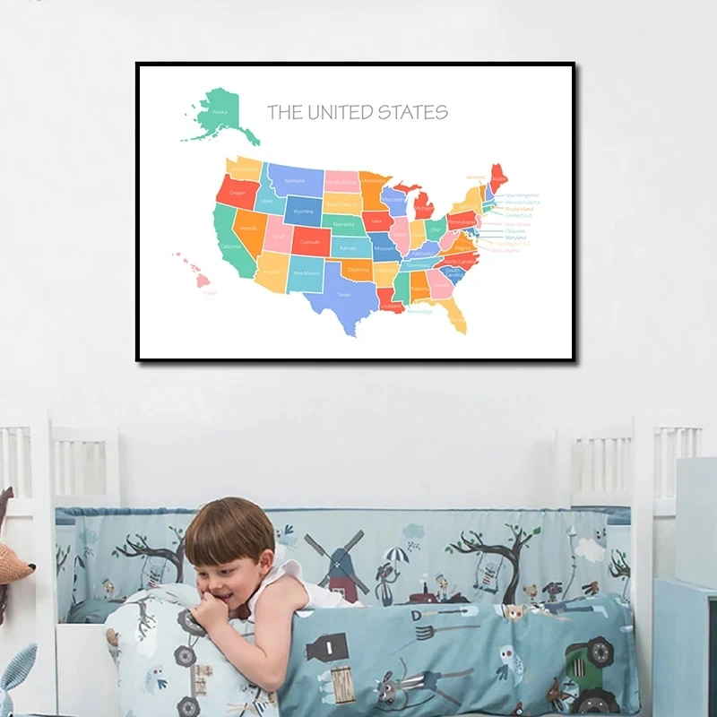 United States Map Poster Kids Room Educational Nursery Wall Art Decor Home School Prints Playroom Canvas Painting Pictures
United States Map Poster Kids Room Educational Nursery Wall Art Decor Home School Prints Playroom Canvas Painting Pictures