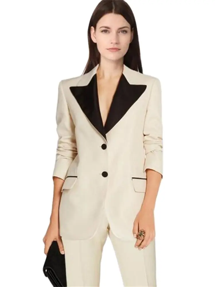 Ivory Peak Lapel Women Suit 2 PCs Business Pantsuits Office Formal Uniform Ladies Work Wear Blazer Outfit Pantsuit Custom Made
Ivory Peak Lapel Women Suit 2 PCs Business Pantsuits Office Formal Uniform Ladies Work Wear Blazer Outfit Pantsuit Custom Made