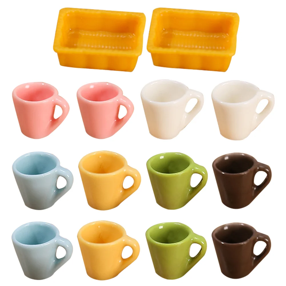 

14 Pcs Water Cup Photo Props Home Décor Miniature Cups Plates Coffee Decor Mini Cup Household DIY Mini House Supplies
