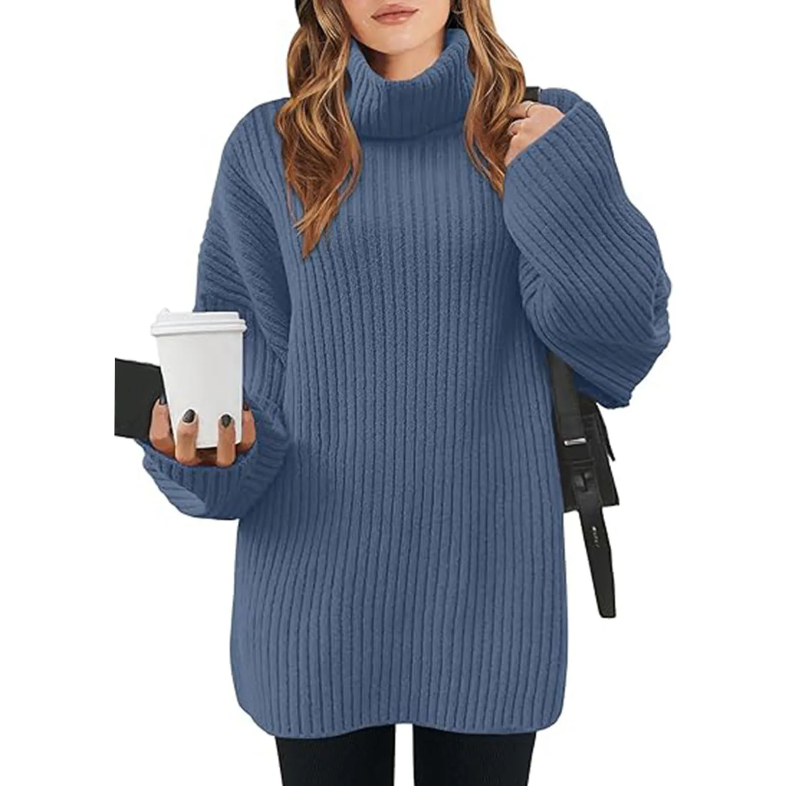 Ribbed Knitted Solid Turtleneck Pullover Lantern Sleeve Knit Women Chic Thick Warm Oversized Loose Sweater 
Ribbed Knitted Solid Turtleneck Pullover Lantern Sleeve Knit Women Chic Thick Warm Oversized Loose Sweater