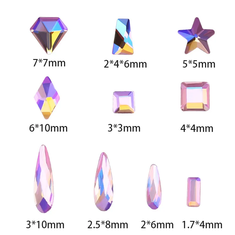K9 100pcs Aurora pink magic AB color nail drill glass pentagram diamond flat bottom shaped nail drill jewelry 
K9 100pcs Aurora pink magic AB color nail drill glass pentagram diamond flat bottom shaped nail drill jewelry