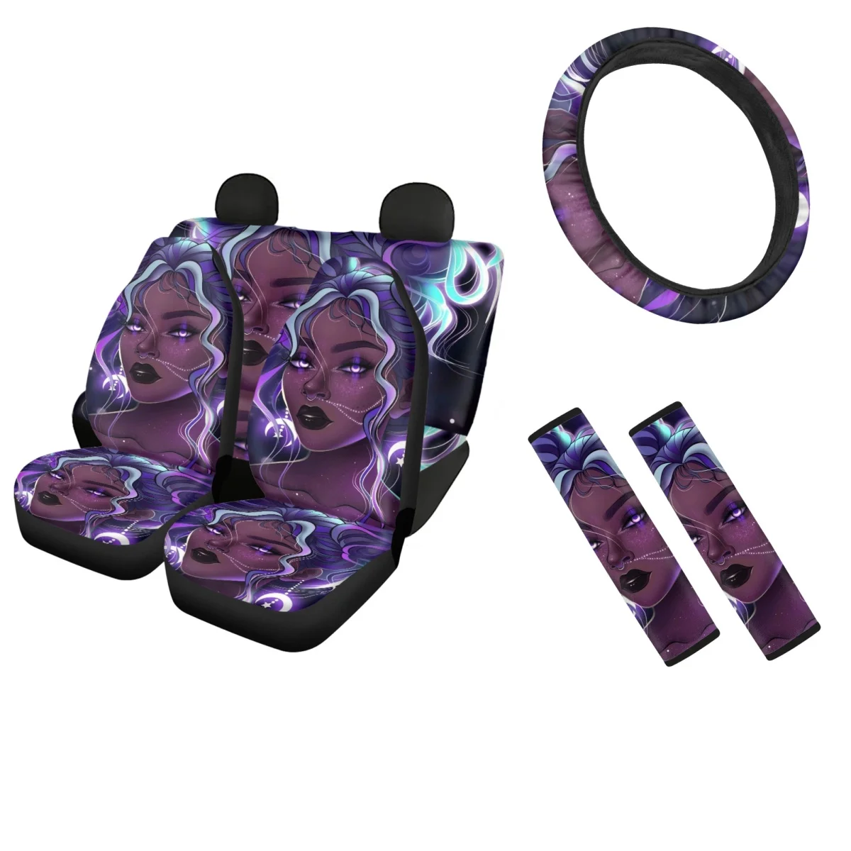 Чехлы на передние/задние сиденья автомобиля, блестящие чехлы с принтом и легкой очисткой для ремня безопасности, дышащий нескользящий чехол на руль
Чехлы на передние/задние сиденья автомобиля, блестящие чехлы с принтом и легкой очисткой для ремня безопасности, дышащий нескользящий чехол на руль