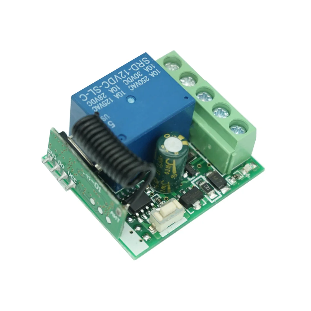 1PCS 433MHz DC 12V 220V 10A 1CH 1 Way Ch Channel Wireless Remote Control Board Transmitter Receiver Relay Switch Module
1PCS 433MHz DC 12V 220V 10A 1CH 1 Way Ch Channel Wireless Remote Control Board Transmitter Receiver Relay Switch Module