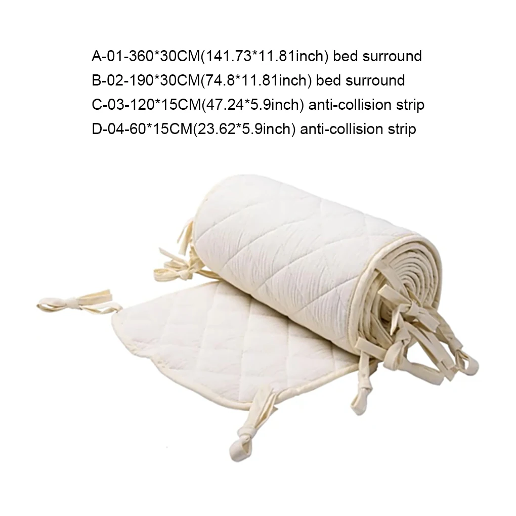 

Cotton Baby Carriage Wraps Portable Detachable Washable Reusable Adorable Solid Color Crib Cushion Cot Protector 360x30cm
