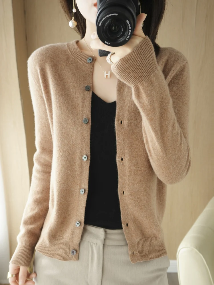 

Cardigan For Girls Worsted Wool Long Sleeve O-Neck Sweater New Arrivals Clothing Knitted Jumper Female Outerwears Fashion Trends