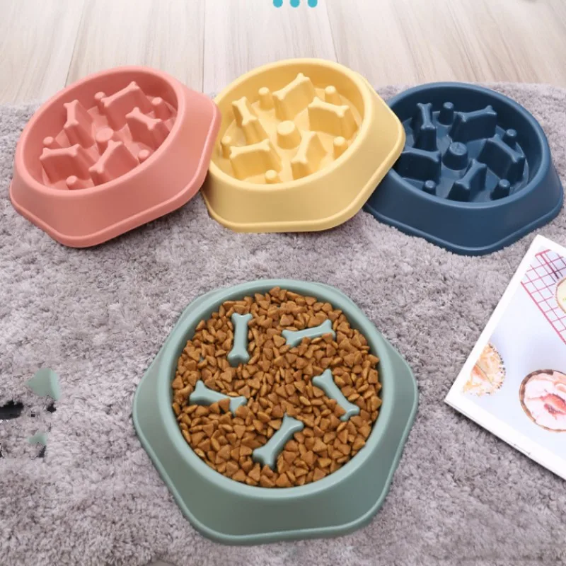 

Pet Cat Dog Slow Food Bowl Fat Help Healthy Round Anti-choking Thickened And Non-slip Multiple Colors Shapes