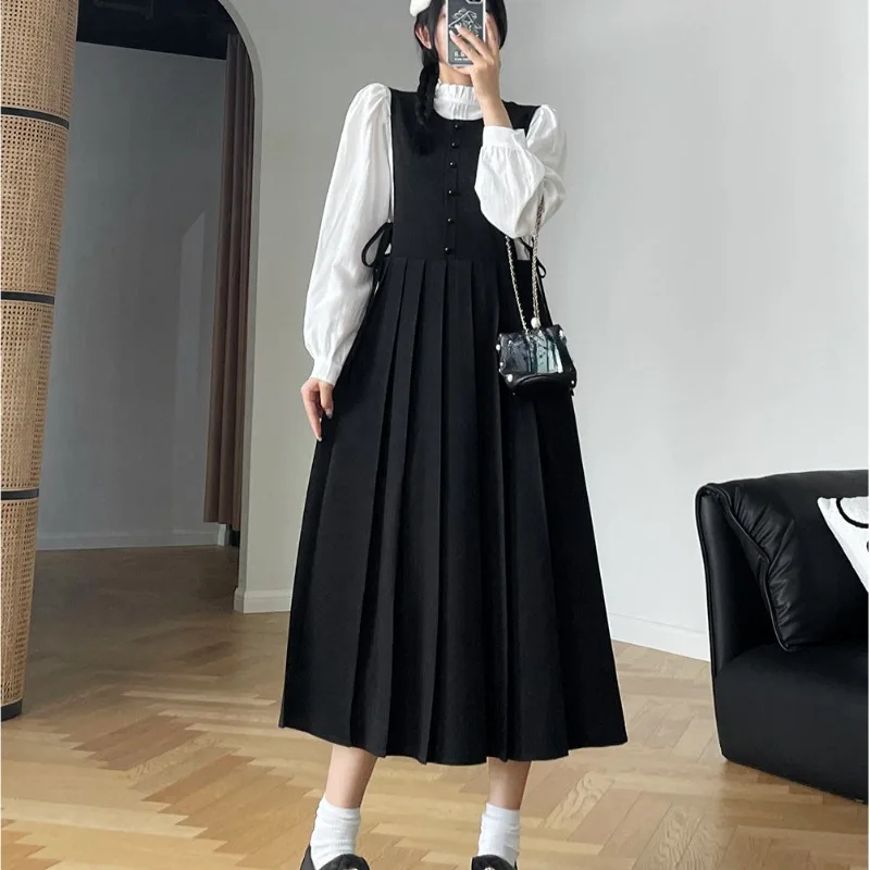 Autumn High Street Bodycon Dresses Two Piece Set Korean Elegant Shirt Top + Sleeveless A-line Pleated Maxi Dress Suit for Women
Autumn High Street Bodycon Dresses Two Piece Set Korean Elegant Shirt Top + Sleeveless A-line Pleated Maxi Dress Suit for Women