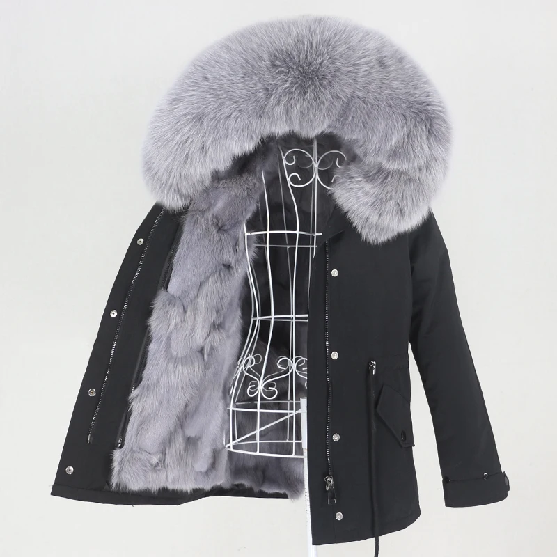 

Женская парка со съемной подкладкой OFTBUY, черная короткая водонепроницаемая куртка со съемным натуральным лисьим мехом на капюшоне, зима 2023