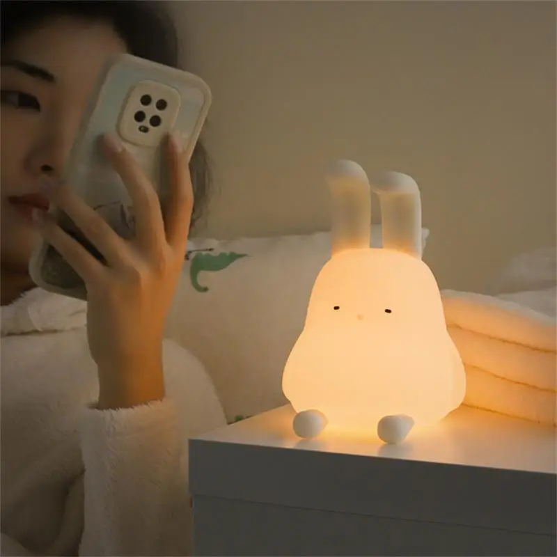 

Тёплый силиконовый светильник, с таймером, хлопает, лампа, освещение для сна, раньше можно повесить уши, складной кроличьи ночники, светодиодный ночник