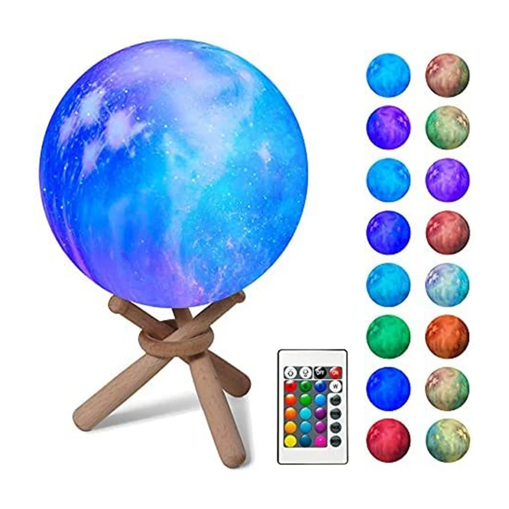 Moon Lamp Kids Night Light Galaxy Lamp 5.9 Inch 16 Colors 3D LED Moon Light Rechargeable Nightlight with Remote
Moon Lamp Kids Night Light Galaxy Lamp 5.9 Inch 16 Colors 3D LED Moon Light Rechargeable Nightlight with Remote