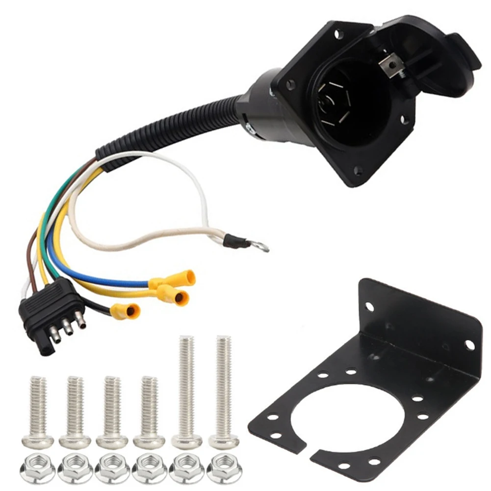 Trailer Adapter Plug 4 Pin To 7 Way Blade RV Trailer Wiring Adapter Connector Cable Plug W/Bracket Adapter Protects Connections
Trailer Adapter Plug 4 Pin To 7 Way Blade RV Trailer Wiring Adapter Connector Cable Plug W/Bracket Adapter Protects Connections