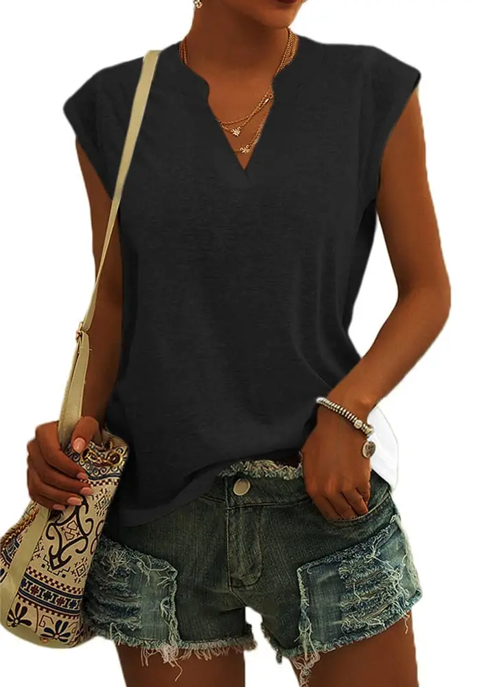 Summer Womens Tops Shirts - V Neck Cap Sleeve Blouses T-Shirt Casual Loose Fit Basic Shirts Tank Tops
Summer Womens Tops Shirts - V Neck Cap Sleeve Blouses T-Shirt Casual Loose Fit Basic Shirts Tank Tops