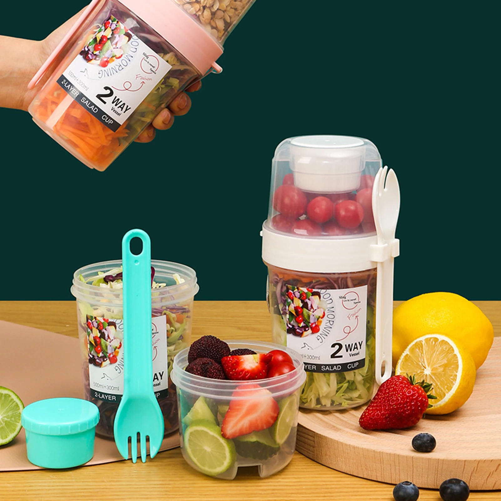 Two-Layers Breakfast Oatmeal Cereal Nut Yogurt Salad Seal Cup Portable Container Set With Fork Cup Lid Bento Food Bowl Lunch Box
Two-Layers Breakfast Oatmeal Cereal Nut Yogurt Salad Seal Cup Portable Container Set With Fork Cup Lid Bento Food Bowl Lunch Box