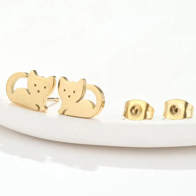 New Stainless Steel Cat Style Earrings Fashion Classic Simple Animal Earrings Women Fashion Jewelry Wedding Party Gifts
New Stainless Steel Cat Style Earrings Fashion Classic Simple Animal Earrings Women Fashion Jewelry Wedding Party Gifts