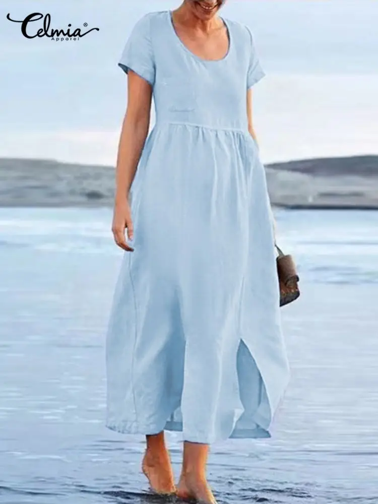 Женское длинное платье-макси с коротким рукавом и круглым вырезом
Женское длинное платье-макси с коротким рукавом и круглым вырезом