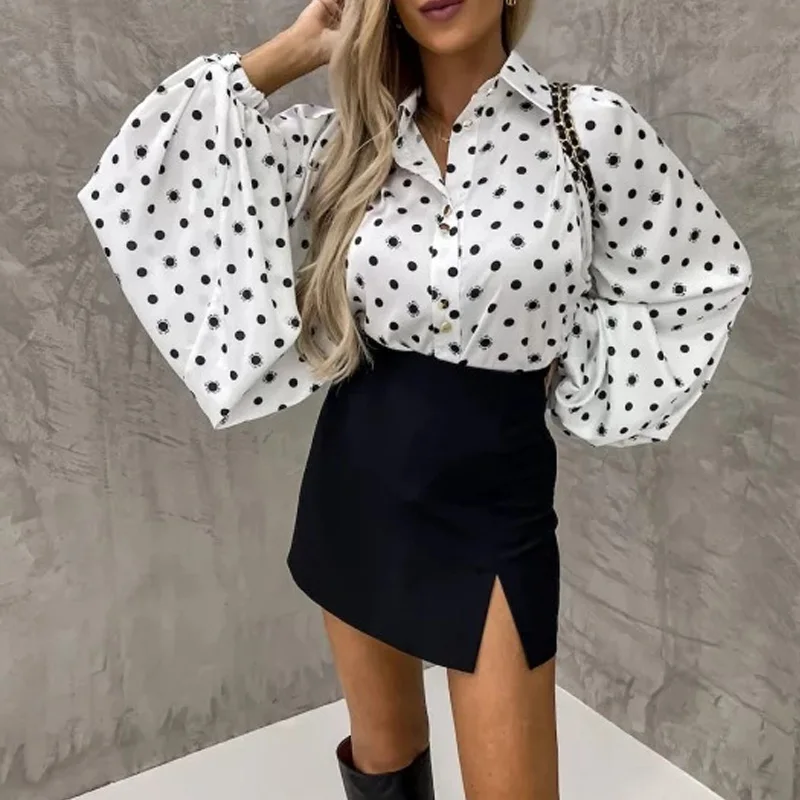 Fashion Polka Dot Women 2pc Suit Elegant Lantern Sleeve Shirt And Slit Shorts Skirt Outfits Office Lady Casual Loose Blouse Sets
Fashion Polka Dot Women 2pc Suit Elegant Lantern Sleeve Shirt And Slit Shorts Skirt Outfits Office Lady Casual Loose Blouse Sets