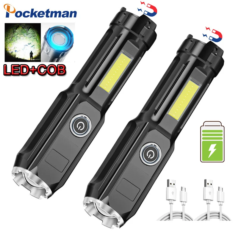 2PCS USB Rechargeable LED Flashlight Mini COB Torch with Tail Magnet Waterproof Zoom Camping Lantern Powerful Fishing Light
2PCS USB Rechargeable LED Flashlight Mini COB Torch with Tail Magnet Waterproof Zoom Camping Lantern Powerful Fishing Light