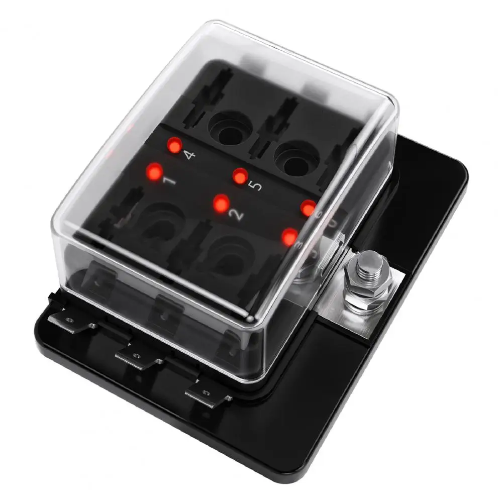 Durable Anti-corrosion Fuse Block 6 Ways Modified Blade Fuse Box Holder with LED Warning Light for Automobiles Buses Subways
Durable Anti-corrosion Fuse Block 6 Ways Modified Blade Fuse Box Holder with LED Warning Light for Automobiles Buses Subways