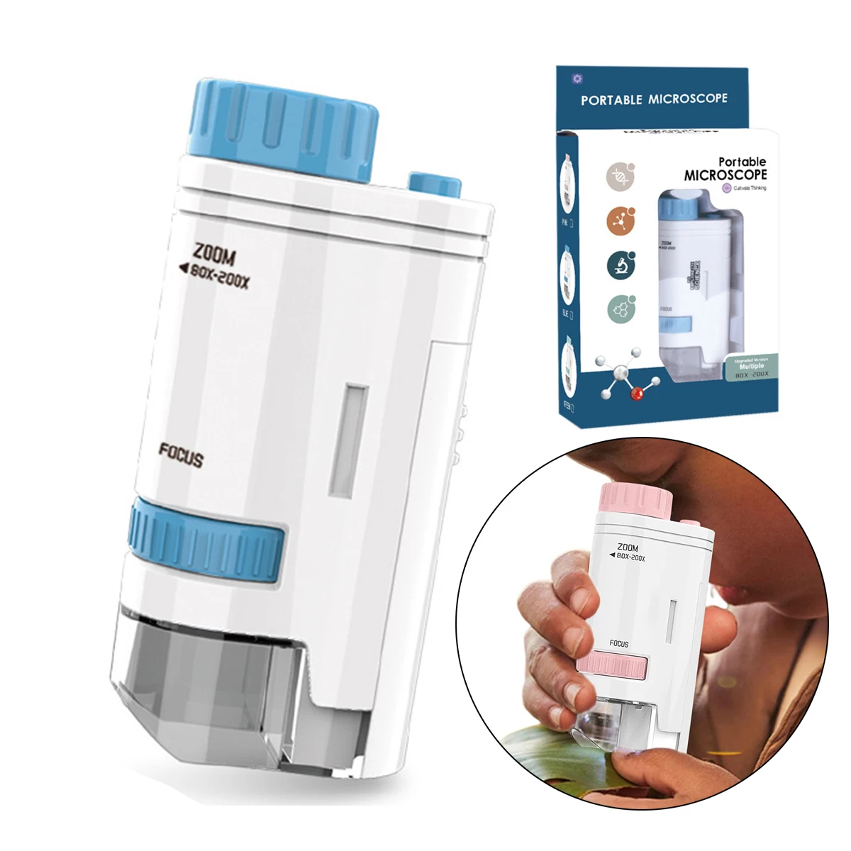60-200x Pocket Microscope with LED Light Portable Electric Mini High Definition Kid Science Microscope Outdoor Children Toy Tool
60-200x Pocket Microscope with LED Light Portable Electric Mini High Definition Kid Science Microscope Outdoor Children Toy Tool