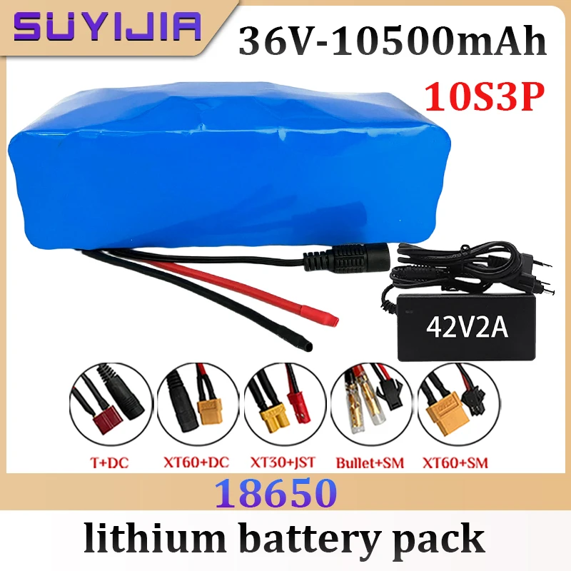 New 18650 36V 10500mAh Rechargeable Lithium Battery Pack 10S3P Built-in BMS for Electric Bicycle Scooter Emergency Power Supply
New 18650 36V 10500mAh Rechargeable Lithium Battery Pack 10S3P Built-in BMS for Electric Bicycle Scooter Emergency Power Supply