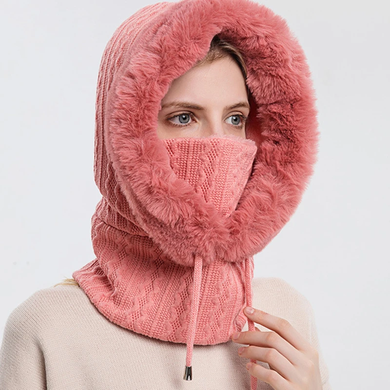 Winter Fur Cap Mask Set Hooded for Women Knitted Cashmere Neck Warm Russia Outdoor Ski Windproof Hat Thick Plush Fluffy Beanies
Winter Fur Cap Mask Set Hooded for Women Knitted Cashmere Neck Warm Russia Outdoor Ski Windproof Hat Thick Plush Fluffy Beanies