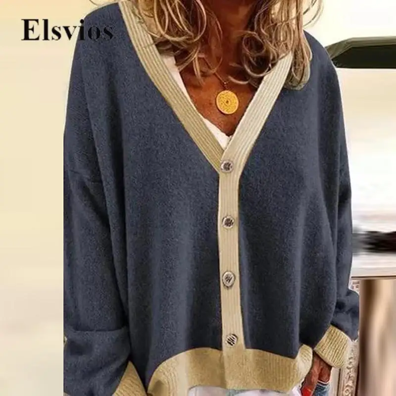 Casual Button V Neck Outerwear Harajuku Loose Patchwork Color Women Jacket Tops Vintage Autumn Long-sleeve Female Cardigan Coats
Casual Button V Neck Outerwear Harajuku Loose Patchwork Color Women Jacket Tops Vintage Autumn Long-sleeve Female Cardigan Coats