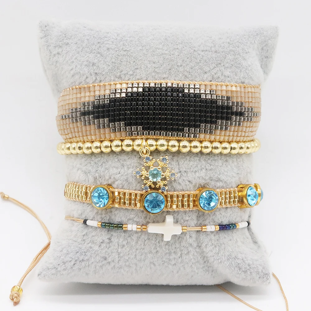 Simple Summer Boho Geometry Miyuki Bracelet Blue Zircon Cross Handmade Adjustable Bead Bracelet Set
Simple Summer Boho Geometry Miyuki Bracelet Blue Zircon Cross Handmade Adjustable Bead Bracelet Set