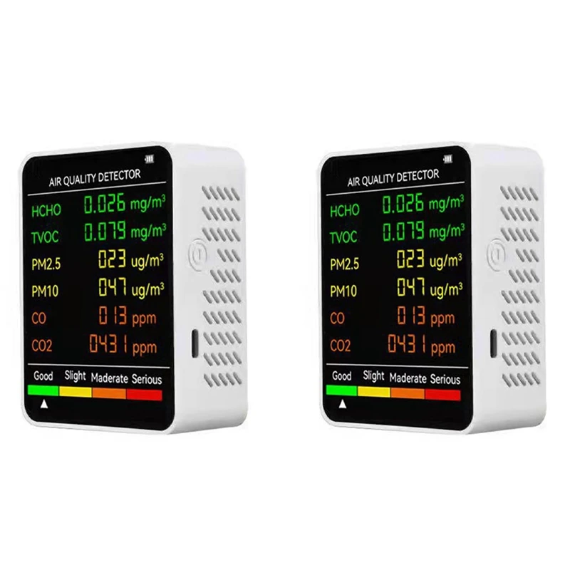 2X 6 In 1 PM2.5 PM10 HCHO TVOC CO CO2 Air Quality Detector CO CO2 Formaldehyde Monitor Office Air Quality Tester,White
2X 6 In 1 PM2.5 PM10 HCHO TVOC CO CO2 Air Quality Detector CO CO2 Formaldehyde Monitor Office Air Quality Tester,White