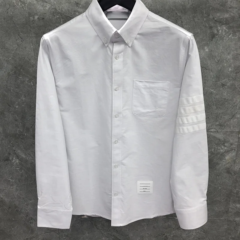 TB Spring New Men's Shirt Oxford Long-sleeved White Shirt Business Casual White Four-bar Cotton White Shirt Single Breasted Suit
TB Spring New Men's Shirt Oxford Long-sleeved White Shirt Business Casual White Four-bar Cotton White Shirt Single Breasted Suit