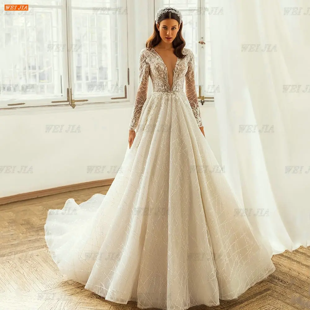 Женское ТРАПЕЦИЕВИДНОЕ свадебное платье, кружевное платье из тюля с глубоким V-образным вырезом и длинными рукавами, свадебное платье
Женское ТРАПЕЦИЕВИДНОЕ свадебное платье, кружевное платье из тюля с глубоким V-образным вырезом и длинными рукавами, свадебное платье