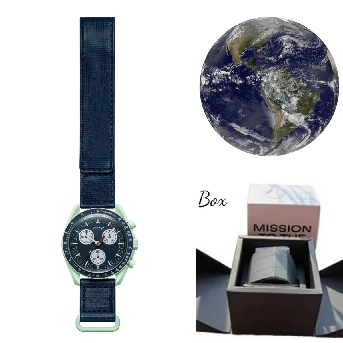 

plastics Planet Moon Watches Full Function Chronograph Designer Watch Mission To Mercury Luxury Watch Wristwatches with box
