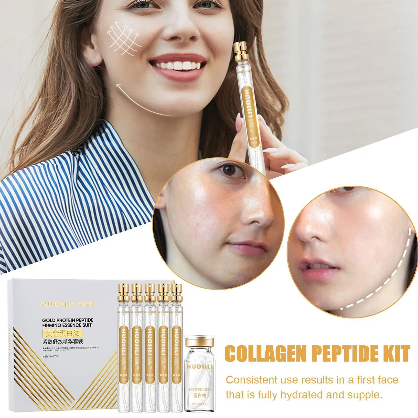 24k Liquid Hydrating Moisturizing Anti Aging Wrinkle Skin Face Serum Gold Protein Peptide Essence Set Collagen Line
24k Liquid Hydrating Moisturizing Anti Aging Wrinkle Skin Face Serum Gold Protein Peptide Essence Set Collagen Line