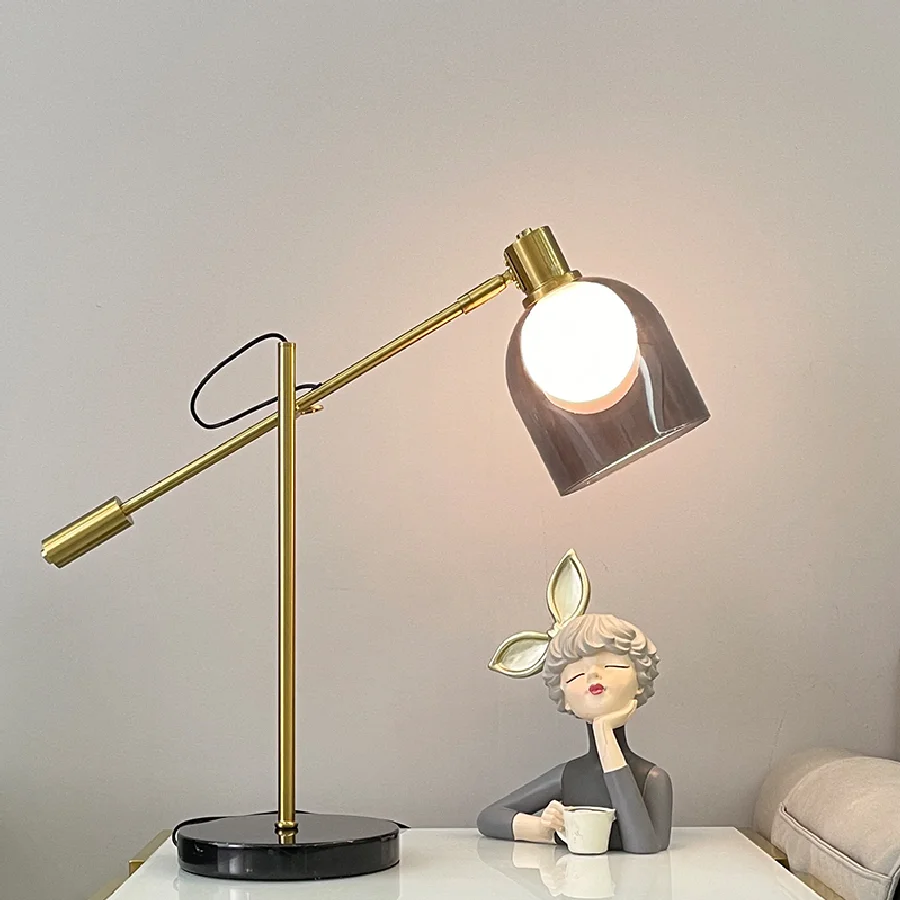 

Nordic Modern Table Lamp Gray Glass Marble Desk Lamp for Bedroom Living Room Light Decor Study Reading Lamp Creative Beside Lamp